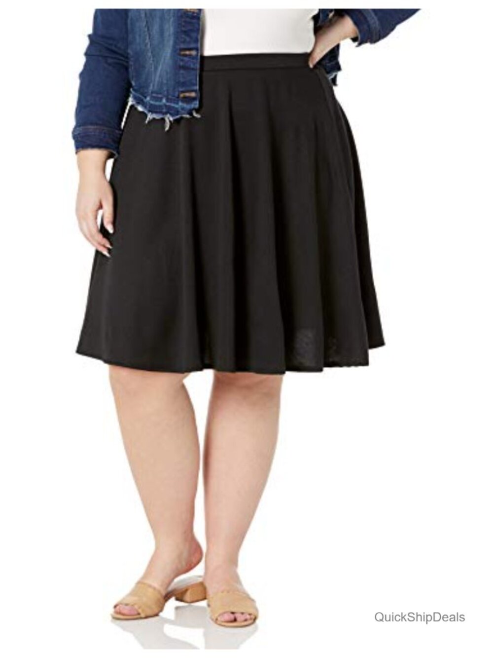 Plus Size Knee Length Full Skater Skirt with A-Line Flattering Shape